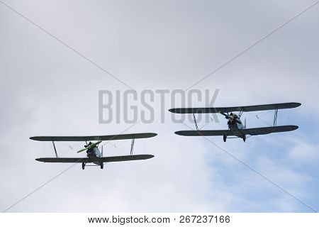 Soviet Single-engine Biplane Policarpov Po-2 Or U-2 At An Air Show In Mochishche