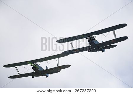 Soviet Single-engine Biplane Policarpov Po-2 Or U-2 At An Air Show In Mochishche