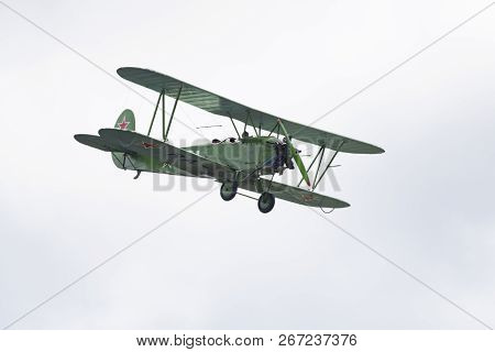 Soviet Single-engine Biplane Policarpov Po-2 Or U-2 At An Air Show In Mochishche