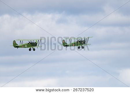 Soviet Single-engine Biplane Policarpov Po-2 Or U-2 At An Air Show In Mochishche