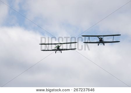 Soviet Single-engine Biplane Policarpov Po-2 Or U-2 At An Air Show In Mochishche