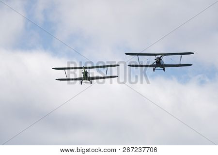Soviet Single-engine Biplane Policarpov Po-2 Or U-2 At An Air Show In Mochishche