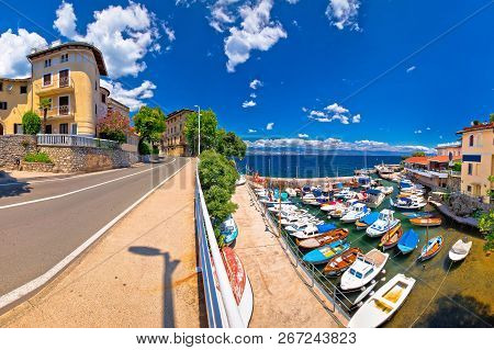 Town Of Lovran Waterfront Panoramic View, Opatija Riviera Of Croatia