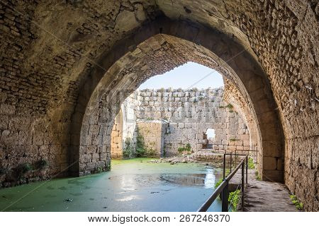 Flooded Inner Tier In Nimrod Fortress Located In Upper Galilee In Northern Israel On The Border With