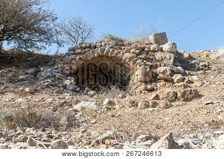 Abandoned Entrance To The Underground Hall In Nimrod Fortress Located In Upper Galilee In Northern I