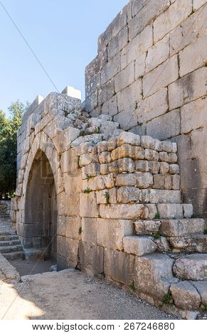 Destroyed Steps Leading To The Fortress Wall In Nimrod Fortress Located In Upper Galilee In Northern