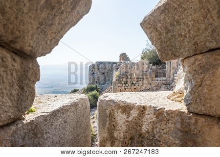 View Of The Corner Tower From The Destroyed Loophole Of The Round Tower In Nimrod Fortress Located I
