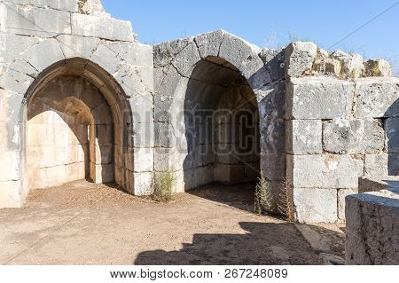 The Inner Part Of The Destroyed Corner Tower In Nimrod Fortress Located In Upper Galilee In Northern