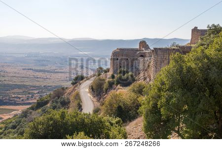 View Of The Remains Of The Eastern Fortress Wall From The Corner Tower Of Nimrod Fortress Located In