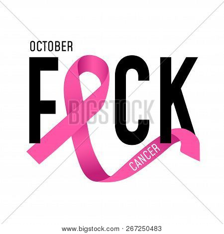October Breast Cancer Awareness Month Illustration With Ribbon. Vector Illustration