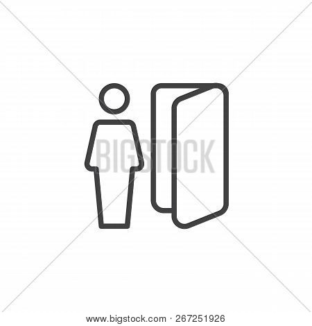 Logout User Outline Icon. Linear Style Sign For Mobile Concept And Web Design. Member Exit Simple Li