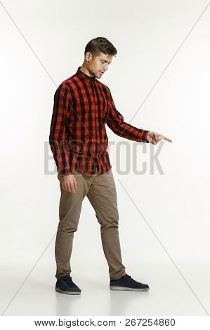 Argue, Arguing Concept. Beautiful Male Half-length Portrait Isolated On Studio Backgroud. Young Emot
