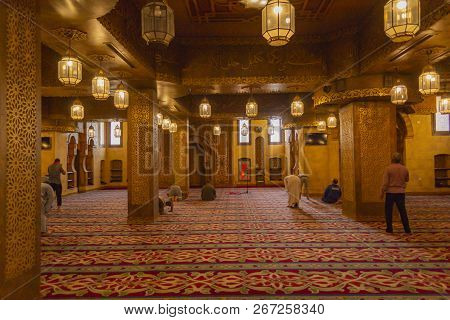 Sharm-el-sheikh, Egypt - October 16, 2018 Muslims Prayers In Sahaba Mosque, Sharm-el-sheikh