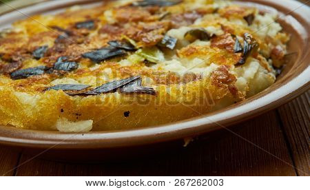 Bubble And Squeak,  Traditional British Breakfast Made From Boiled Potatoes And Cabbage, English Cui