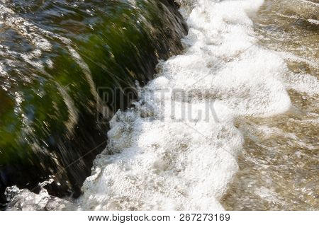 Waterfalls In Summer. Clear And Fresh Water Are Falling Down. Tints Of Green And White. Fotography M