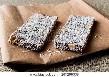 Turkish Dessert Cezerye With Walnut, Coconut Powder. Organic Food.
