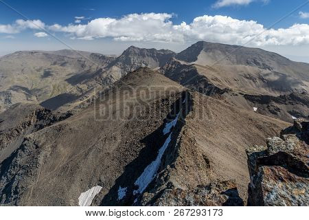Breathtaking View Of Mulhacen From Veleta Mountain Ridge In Sierra Nevada, Granda, Spain