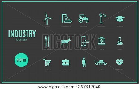 Vector Industry Infographic Template. Color Icon Set Design For Your Illustration Or Firm Presentati