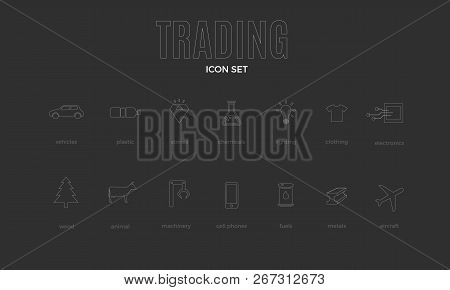 Vector Trading Infographic Template. Color Icon Set Design For Your Illustration Or Firm Presentatio