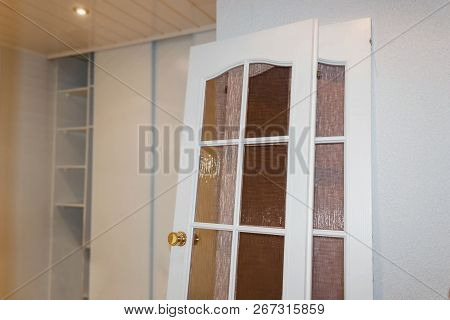 Two Door Leaves, Separate From The Doorway. Doors Are Ready To Be Installed In The Doorway. White In