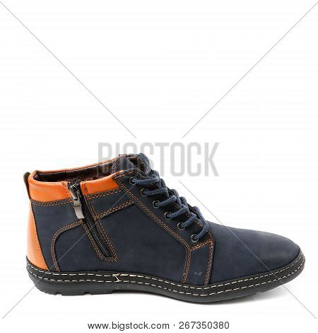 Stylish Causal Man Shoe On White Background.