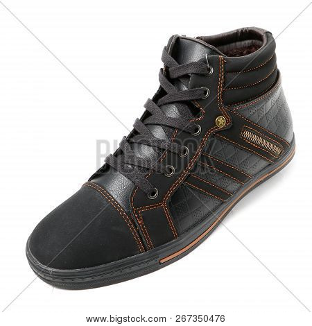 Stylish Causal Man Shoe On White Background.