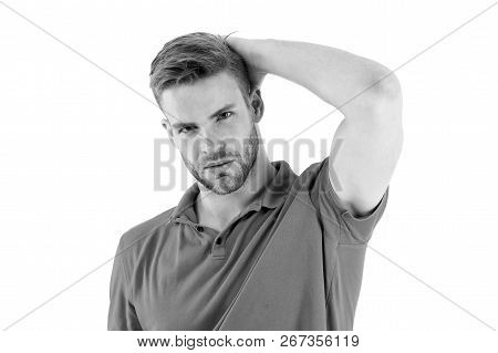 Effective Antiperspirant. Man Confident In His Antiperspirant. Sportsman After Training Pleased With