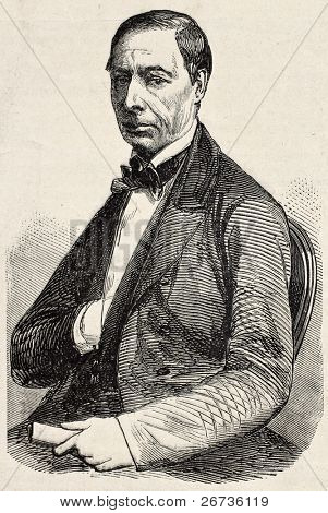 Gamla graverade porträtt av Grassot, dramatiska artist. Originalet, från ritning av Durand, var publicerade o