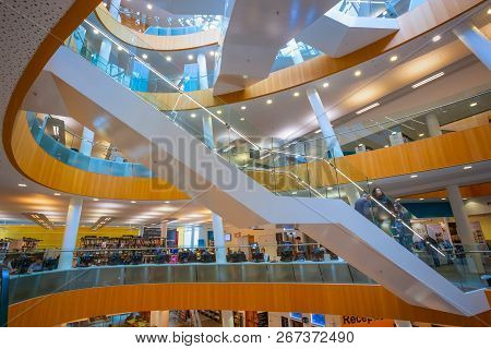 Liverpool, Uk - May 16 2018: Liverpool Central Library Designed By John Grey Weightman Completed In