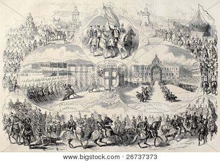 Gamle illustration fejrer Marseille velgørenhed fest, Frankrig, april 1868. Lavet af Janet-Lange, aft