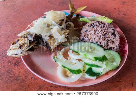 Fried Fish Dish In An Eatery Portobelo Village, Panama