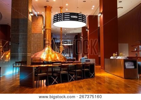 Tokyo, Japan - April 26 2018: The Museum Of Yebisu Beer Opened In 2010, Celebrating 120 Years Of The