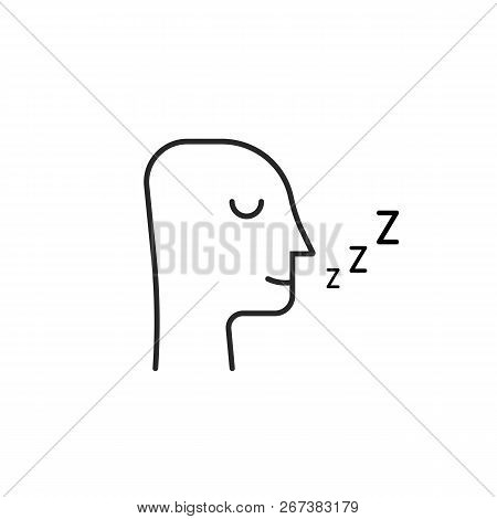 Sleeping Man Thin Line Icon Isolated On White. Linear Flat Style Simple Trend Modern Logo Graphic Ar