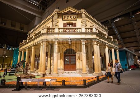 Tokyo, Japan - April 25 2018: Edo Tokyo Museum Permanent Exhibition Vividly Illustrates The Past Of