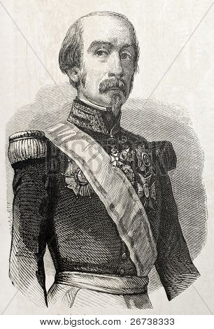 Stary wygrawerowanym portret generała Pierre Hyppolite Renault, wysoki oficer Legii Honorowej...CRE
