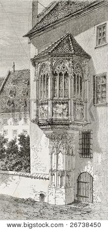 Antica illustrazione di Saint Sebald presbiterio a Norimberga, in Germania. Creato da Therond, pubblicato su 