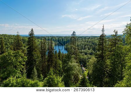 View Of The Island Of Anzersky And The White Sea From Mount Calvary On Anzersky Island, Solovki Isla