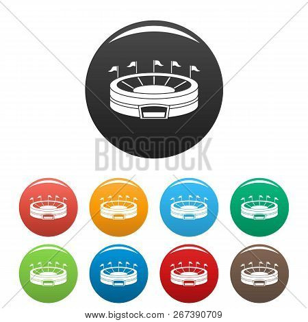 Baseball Arena Icons Set 9 Color Isolated On White For Any Design