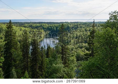 View Of The Island Of Anzersky And The White Sea From Mount Calvary On Anzersky Island, Solovki Isla