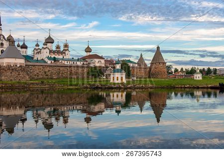 View On Solovetsky Monastery From The Bay Of Well-being, Russia. Solovetsky Monastery Is On The Unes