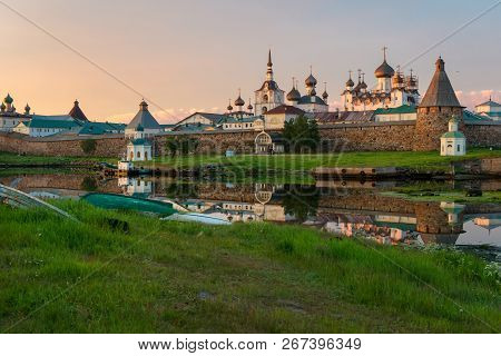 View On Solovetsky Monastery From The Bay Of Well-being, Russia. Solovetsky Monastery Is On The Unes