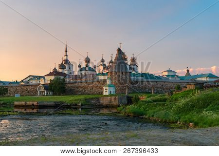 View On Solovetsky Monastery From The Bay Of Well-being, Russia. Solovetsky Monastery Is On The Unes