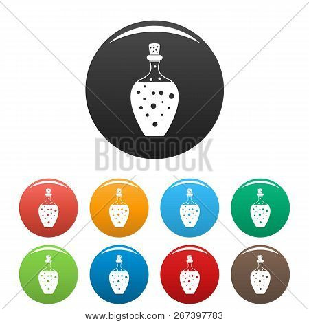 Potion Bottle Icons Set 9 Color Isolated On White For Any Design