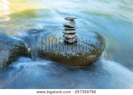 The Water Flow Through The Rocks In A Stream At Wang Nan Pua , Nan In Thailand.