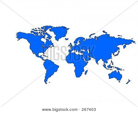 Weltkarte (blau)