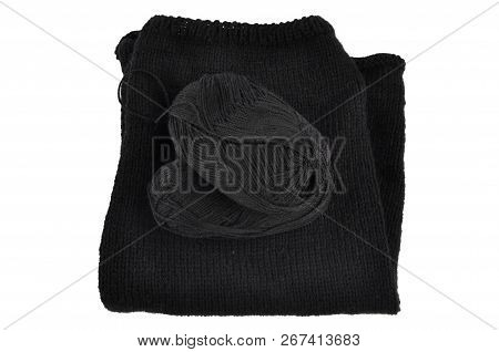 Colorful And Crisp Image Of Knitted Pullover With Wool On White Background