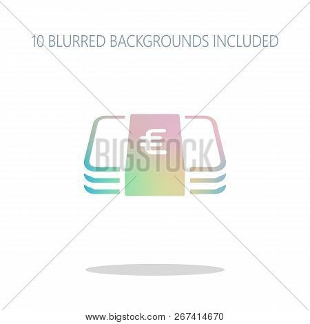 Pack Of Euro Money Or Vouchers. Business Icon. Colorful Logo Concept With Simple Shadow On White. 10