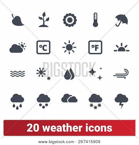 Weather Forecast And Climate Conditions Vector Icons Collection. Environment, Atmosphere, Meteorolog