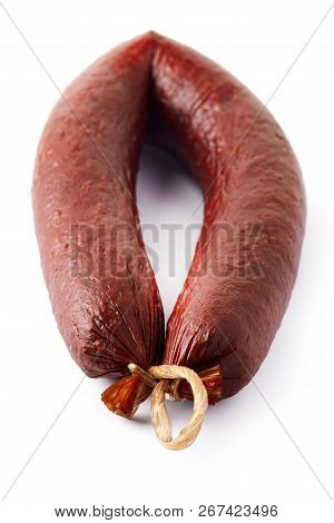 Sujuk (sucuk), A Dry Spicy Sausage Isolated On White Background