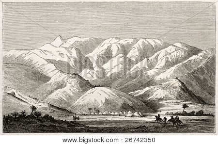 Cordillera Oriental africana vieja ilustración. Creado por Burton, publicado en Le Tour du Monde, P